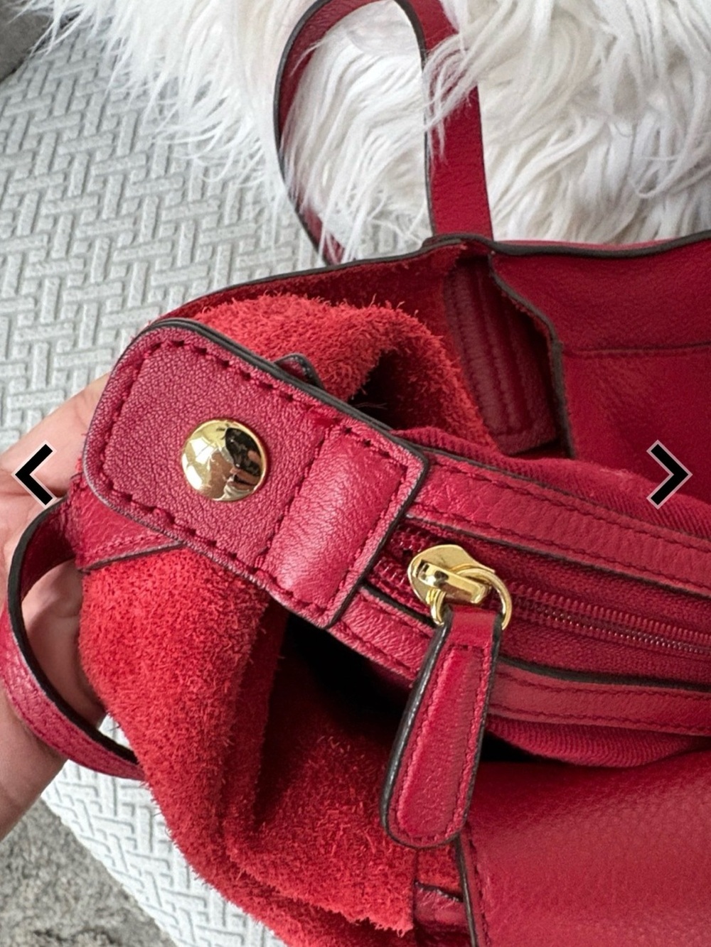 Michael Kors Crimson Leather Shoulder Bag with MK Charm - Picture 4 of 10